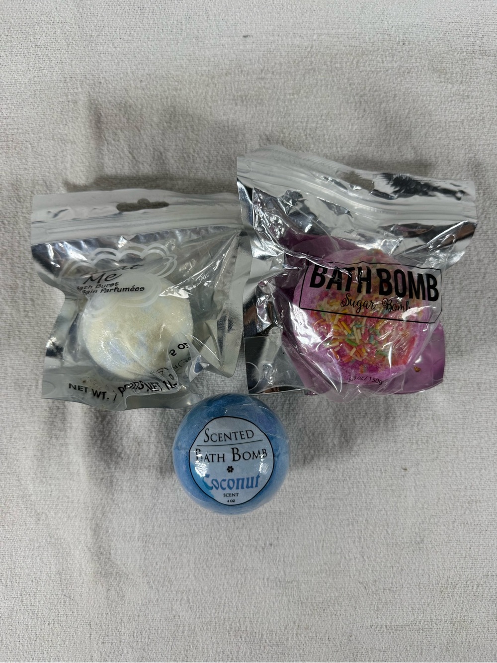 New Sealed Set of 3 Bath Bombs - Coconut, Sugar Bomb, Treat Me
